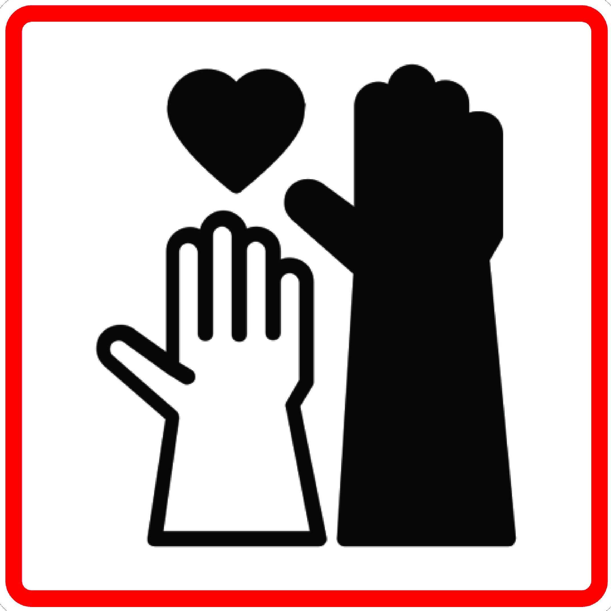 Sketch of two raised hands with a heart shape above them